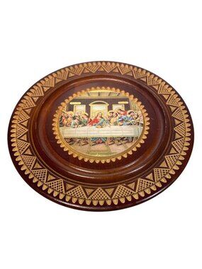 The Last Supper Handcrafted Wooden Wall Plaque Artwork & Intricate 8.25"